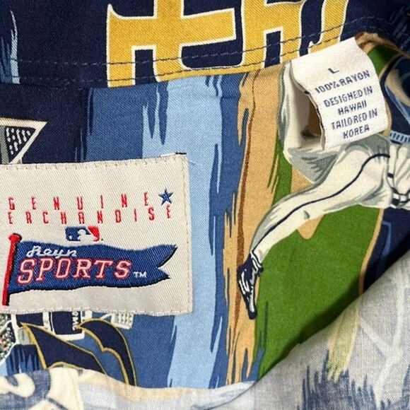 San Diego Padres MLB Reyn Spooner Sports Hawaiian Shirt 1998 NL Champs Pennant L - Picture 2 of 6